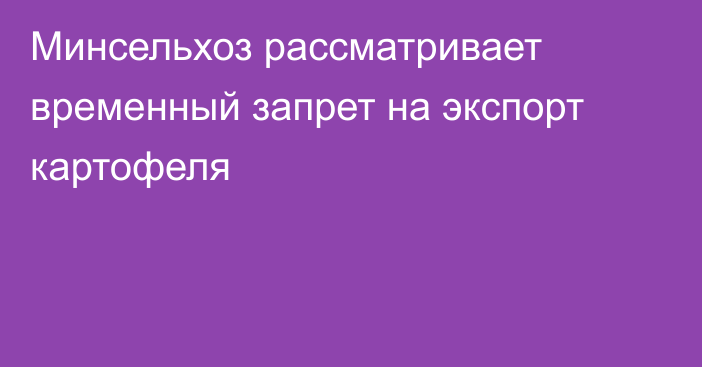 Минсельхоз рассматривает временный запрет на экспорт картофеля